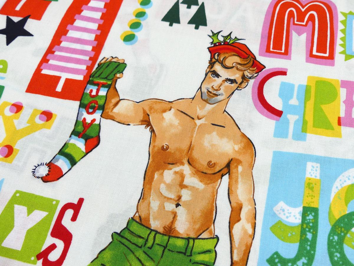 Patchworkstoff Alexander Henry Fabrics Helfer des Weihnachtsmann Detailansicht